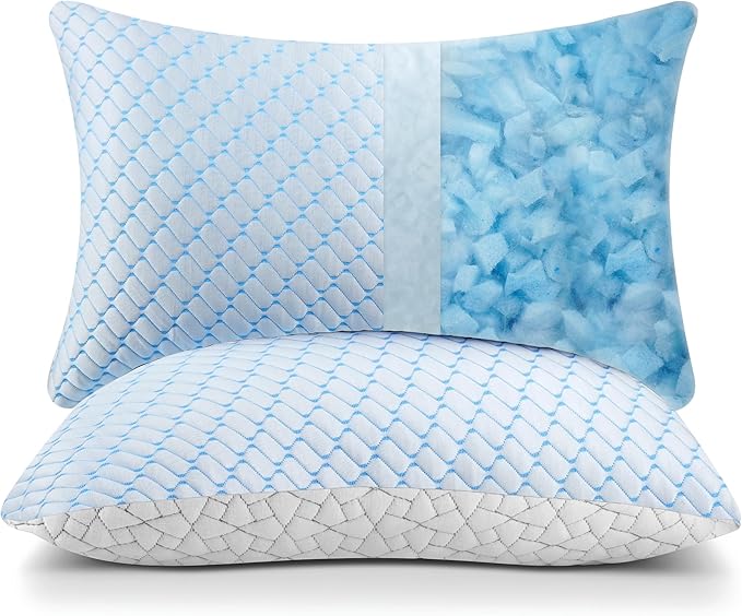 Bafode Memory Foam Pillows King Size Set of 2 Cooling Bed Pillow 2 Pack Shredded Memory Foam Pillow for Sleeping 20x36