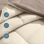 Bare Home Full Comforter - Reversible Colors - Goose Down Alternative - Ultra-Soft - Premium 1800 Series - All Season Warmth - Bedding Comforter (Full, Taupe/Sand)