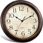 14 Inch Wall Clocks Battery Operated Silent Non-Ticking Analog Wall Clock Vintage Retro Rustic Style Decorative for Living Room Kitchen Home Office(Bronze)