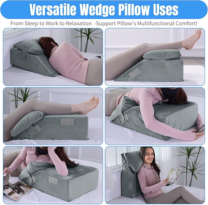 HOMBYS Leg Elevating Adjustable Pillow,High Density Foam Leg Elevation Pillows for After Surgery,Wedge Pillow for Knee or Leg Pain Relief,Leg Support Pillow to Elevate Feet (17"x24"x9")