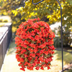 Bougainvillea Artificial Fall Flowers Fake Plants for Outdoors Autumn Decoration, 3PCS Faux Silk Hanging Trailing Vines with Baskets UV Resistant Realistic for Front Door Patio Balcony, Fall Orange