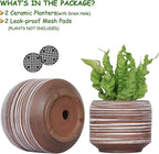 8 Inch + 6 Inch Ceramic Plant Pots Indoor with Drainage – Flower Pot Set, Decorative Indoor Planters for House Plants and Garden Use