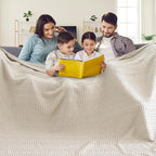 PHF Cooling Waffle Blanket California King Size, Lightweight 60% Rayon Derived from Bamboo & 40% Cotton Breathable Blanket for Hot Sleepers, Soft and Luxury for Bed Couch and Sofa, 110"x96", Linen