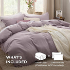 Bedsure Dusty Purple Duvet Cover Queen Size - 3 Pieces Prewashed Cotton-Like Extra Soft Bedding Set, Includes 1 Duvet Cover 90x90 Inches with Zipper Closure & 2 Pillow Shams, Comforter Not Included