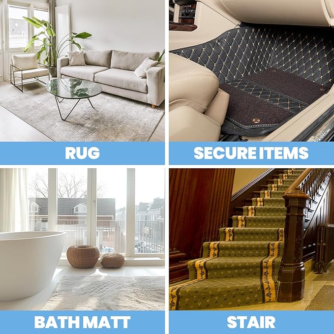 ADHES Double Sided Carpet Tape for Area Rugs – 2 Inch x 30 Yards x 2 Rolls, Heavy Duty Adhesive, Residue-Free, Rug Tape Gripper for Hardwood Floors, Tile, and Carpeted Surfaces – Easy to Apply