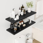 Dreamland 40" Floating Shelves for Wall, 12" Deep Slim Black Floating Shelves, Wall-Mounted Shelves for Bedroom, Living Room, Kitchen, Bathroom - Set of 2