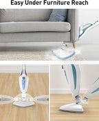 12-in-1 Steam Mop, Fast 15-Sec Heat-Up, 1500W Detachable Handheld Steam Cleaner with 2 Dirt Grip Pads, Removes 99.99% Stubborn Stains for Hardwood Floors, Windows, Tiles, Furniture, Pearl Teal