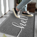Door Mat (32"x20",Grey), Durable Welcome Mat Low Profile Floor Mat Front Doormat Non Slip Mats Entrance Rectangular Easy to Clean Doormat, for Entryway, Patio, High Traffic Areas