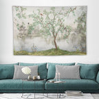 HZOHNAGO Japanese Tapestry Tree Misty Garden Lake Printed Wall Tapestry Ink Painting Wall Hanging for Bedroom Living Room Dorm 60" W x 40" H