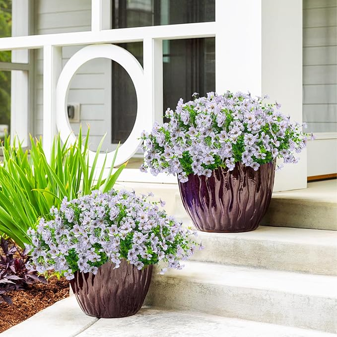 24 Bundles Artificial Flowers for Outdoors & Indoors – UV Resistant Faux Plastic Plants for Garden, Patio, Porch, Window Box, Home Decor – Lush & Vibrant Fake Flowers, White