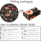 Round Rug 6ft Washable Circle Rug Non Slip Low Pile Boho Floral Small Circular Rug for Bedroom, Bathroom, Entryway, Kids Room, Office, College Dorm(Black)