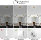 MADEM Modern Gold Led Pendant Light,36W Dimmable LED Chandelier Lighting Fixture, 1 Ring Circular Hanging Led Pendant Lighting for Living Room Dining Room Kitchen Island Foyer Office