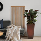 WORTH Garden 25" Large Metal Glazed Planter Set of 2, Luxurious Glossy Finish Red Tall Square Tapered Steel Plant Pots, Decor Flower Pot Indoor & Outdoor, Drainage Hole & Dual-Purpose Plant Saucer