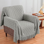 inhand Knitted Throw Blankets for Couch and Bed, Soft Cozy Knit Blanket with Tassel, Light Grey Lightweight Decorative Blankets and Throws, Farmhouse Warm Woven Blanket for Men and Women, 60"x80"