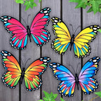 Oraytteo Metal Butterfly Wall Outdoor Decor - 4pcs 9.8inch Hanging Butterflies Wall Art Sculptures for Indoor and Outdoor Fence Patio Yard Home Wall Decorations, Gift for Mom Dad Friends