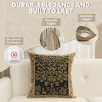 Charlotte Home Furnishings Throw Pillow Covers, Decorative Boho Pillow Covers for Couch, Living Room, Black Tree Square Cushion Cases 18x18 in, European Cotton Jacquard Woven for Cozy Bedroom Decor