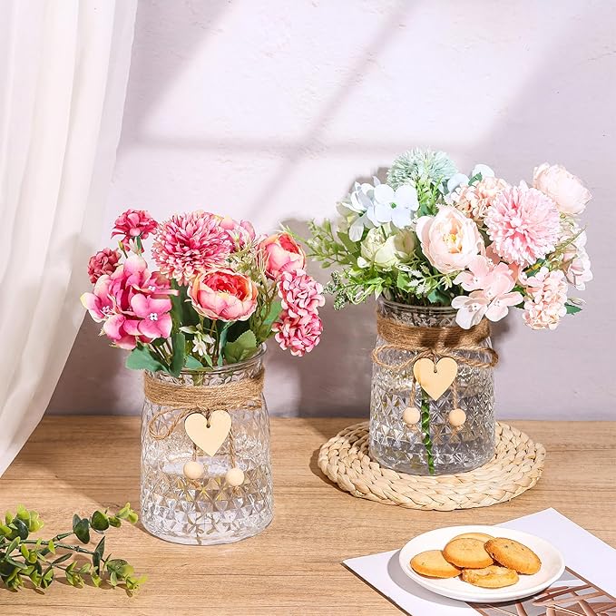 Bud Vase Set of 6 Vases Clear Plastic Small Bud Vases for Flowers Centerpieces Ribbed Vases in Bulk for Wedding Table Decorations Birthday Party Home Decor Housewarming Gifts