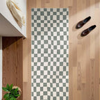 jinchan Runner Rug 2x6 Hallway Washable Modern Checkered Geometric Lattice Kids Bedroom Rug Indoor Floor Cover Non Slip Soft Carpet for Nursery Room Kitchen Laundry Room Home Grey