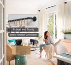 Curtain Rods for Windows 48 to 84, Black Adjustable Wrap Around Curtain Rod, Blackout Heavy Duty Industrial Curtains Rod, 1 Inch Outdoor/Indoor Drapery Rods 48-84"