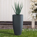 Kante 23.6" H Charcoal Finish Concrete Tall Planters Large Outdoor Indoor Decorative Plant Pots with Drainage Hole and Rubber Plug, Modern Tapered Style for Home and Garden