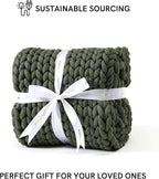 YnM Chunky Throw Blanket, Medium-Weight, Hand Knitted, Skin Friendly, Ventilated and Breathable, Machine Washable, Home Décor Piece for Couch, Sofa and Bed (Olive, 40x50 Inch)