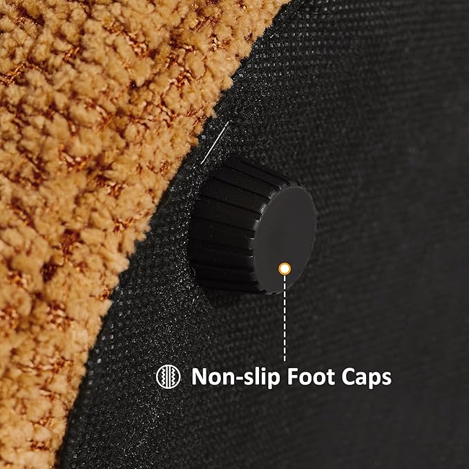 VANOMi Multi-Functional Boucle Ottoman, Vanity Stool Chair, Sturdy Wooden Footstool, Suitable for Living Room, Bedroom, and Entryway, Without Installation, Curry