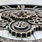 HOIBAI Large Wall Clock Clocks for Living Room Decor Oversized 30 Inch Wall Decor Farmhouse Vintage Rustic Industrial Roman Big Chic Home Decor Wall Clock for House Bedroom, Moving Gears Clock