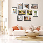 FIXSMITH 12x16 Picture Frame Set of 4, Photo Frame with HD Plexiglass, Display Pictures 8.5x11 with Mat or 11x17 Without Mat, Black Picture Frames Collage Wall Decor, Gallary Wall Frame