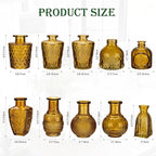 Glass Bud Vases Set of 10, Small Flower Vase in Bulk for Centerpieces, Mini Vintage Amber Vases for Rustic Wedding Vintage Home Table Decor