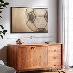 Elephant Stock Worn Soccer Ball Wall Art - Horizontal Framed Canvas - 1-Piece Living Room Wall Decor - Photography sports Canvas Print - Brown and Gray Decor for Wall - 40" X 27"