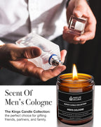 Scented Candles for Men | Men's Cologne, Amber Sandalwood Scent | Wooden Wick, Long Lasting, Masculine Scents | Natural Soy Jar Candle for Home, Bacehlor Pad Decor | The Perfect Mens Gift