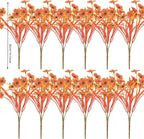 20 Bundles Artificial Fall Flowers No Fade Faux Autumn Plants Fake Flowers No Fade Faux Plastic Plants Thanksgiving Harvest Decoration (Fall Red)