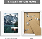 3.5x5 Picture Frame Set of 3 - Made of Real Glass and White Wooden Frame, 3.5 by 5 small Photo for Wall or Tabletop Display