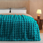Lotus Karen Faux Fur Teal Throw Blanket - Big Bubble Rabbit Fluff Blanket for Couch Bed Sofa,Softest Fluffy Fuzzy Cozy Blanket,Thick Furry Plush Shaggy Warm Blankets for Women,50x60 Inches
