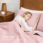 Love's cabin Quilts for Full Bed Pink Bedspreads Bedding Set - Lightweight Bedspread Comforter - Coin Pattern Bedding Coverlet for All Season - 3 Pieces (1 Quilt, 2 Pillow Shams)