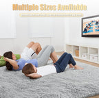 Ultra Soft Fluffy Area Rugs for Bedroom Living Room 10x14, Nursery Rug, Non-Slip Carpet for Kids Dorms Decor, Shaggy Bedside Rug, Light Grey