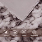 Ultra Soft Luxury Faux Fur Throw Blanket for Counch,Fuzzy Fluffy Plush Warm Cozy Elegant Wrinkled Blanket for Sofa Bedroom Living Room,（50"x60",Tie-dye Taupe）