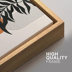 SIGNFORD Framed Canvas Print Wall Art Forest Plant Silhouettes & Mid-Century Symbols Abstract Shapes Illustrations Modern Boho Nature Chic for Living Room, Bedroom, Office - 16"x24"x2 Natural