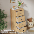 4 Drawer Dresser for Bedroom Set of 2, 36.81''Tall Modern Chest of Drawers with Fluted Panel, Wood Storage Dresser Organizer with Deep Drawers for Nursery Living Room Hallway (2, Wood Color)