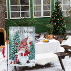 Heyfibro Welcome Christmas Garden Flag Winter Gnome Garden Flags 12x18 Double Sided Burlap Cardinals Snowflakes Snow Garden Yard Flags for Seasonal Outside Outdoor House Decoration (ONLY FLAG)