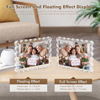 3Pack Magnetic Acrylic Picture Frames 5×7 Inch - Scalloped Photo Frame with 10+10mm Thick Block, Double Sided Clear Frames for Desktop Display | Trendy Home Gift (Clear, 5X7)