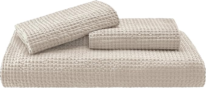 Bedsure Cotton Duvet Cover Queen - 100% Cotton Waffle Weave Linen Color Duvet Cover Queen Size, GentleSoft™ and Breathable Bedding Set for All Season, 3 Pieces, 90"x90"