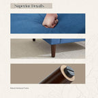 Mid-Century Accent Chair,Modern Linen Fabric Armchair for Living Room,Comfy Upholstered Reading Accent Chairs for Bedroom,Single Sofa Chair with Wood Legs (Blue, 2 Pack)