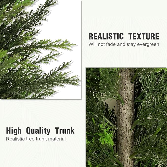 Artificial Topiary Ball Tree, Indoor Realistic Faux Boxwood Bush Potted Plants, Outdoor Fake Shrubs Cedar Evergreen Plants for Home Living Room Front Porch Decor (1, 2ft)