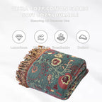 MSGKV Cotton Bed Blanket for Couch and Sofa Blankets for Living Room Bedroom Reversable Florals Throw 80"x90" Breathable Cozy Boho Blankets