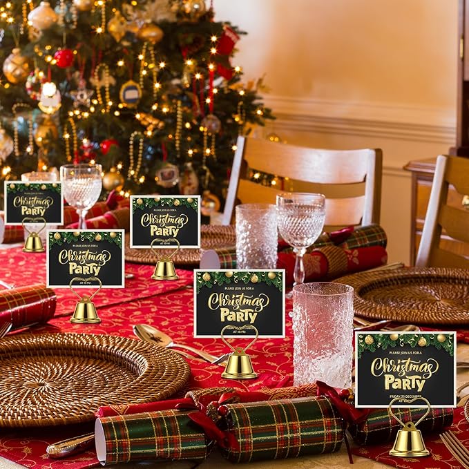 24 Pcs Table Number Holders Place Card Holders for Table 2 Inch Ring Clip Bell Number Holder Metal Picture Holder for Wedding Christmas Restaurant Home Photo Office Memo(Gold,Heart)