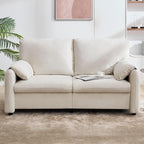 Modern Loveseat Sofa Couch for Living Room,Chenille Recliner, Spring Cushions, Solid Wood Frame,with Down Filled&Deep Seat,for Bedroom, Apartment, Office（(70.26inch Beige)
