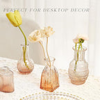 Glass Bud Vase Set of 16, Small Flower Vases, Glass Vases for Centerpieces, Vintage Home Table Decorations Bud Vases (16 Pcs, Amber)