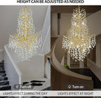 H61'' Gold Crystal High Ceilings Chandeliers Staircase Chandeliers Modern Crystal Tree Branch Chandelier, D40'' Foyer Chandelier for High Ceiling Luxury Large Living Room Chandelier, 23-Lights