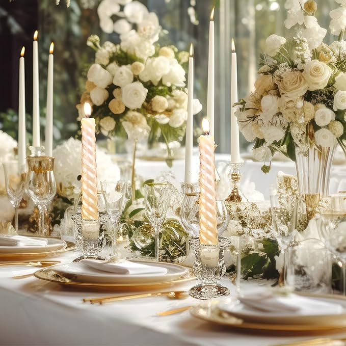 Foaincore 54 Pcs Candlestick Holders Bulk 2.5 Inch Taper Candle Holder for Table Centerpiece Thick Glass Ritual Candle Stand for Wedding Christmas Valentines Festival Party Decorations(Clear)